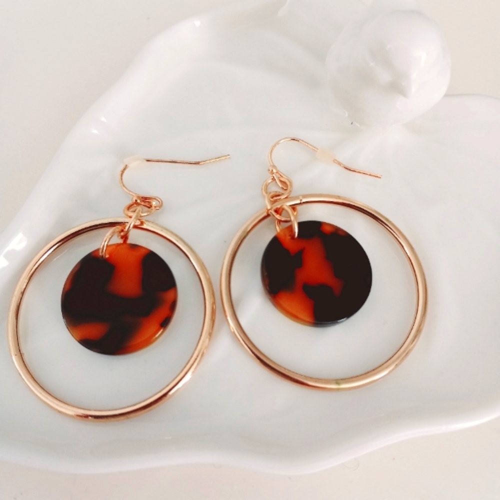 MIXIT - Gold Tone Animal Print Dangle Hoop